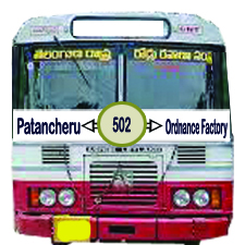 Patancheru      to    Ordnance Factory,                    Ordnance Factory      to      Patancheru